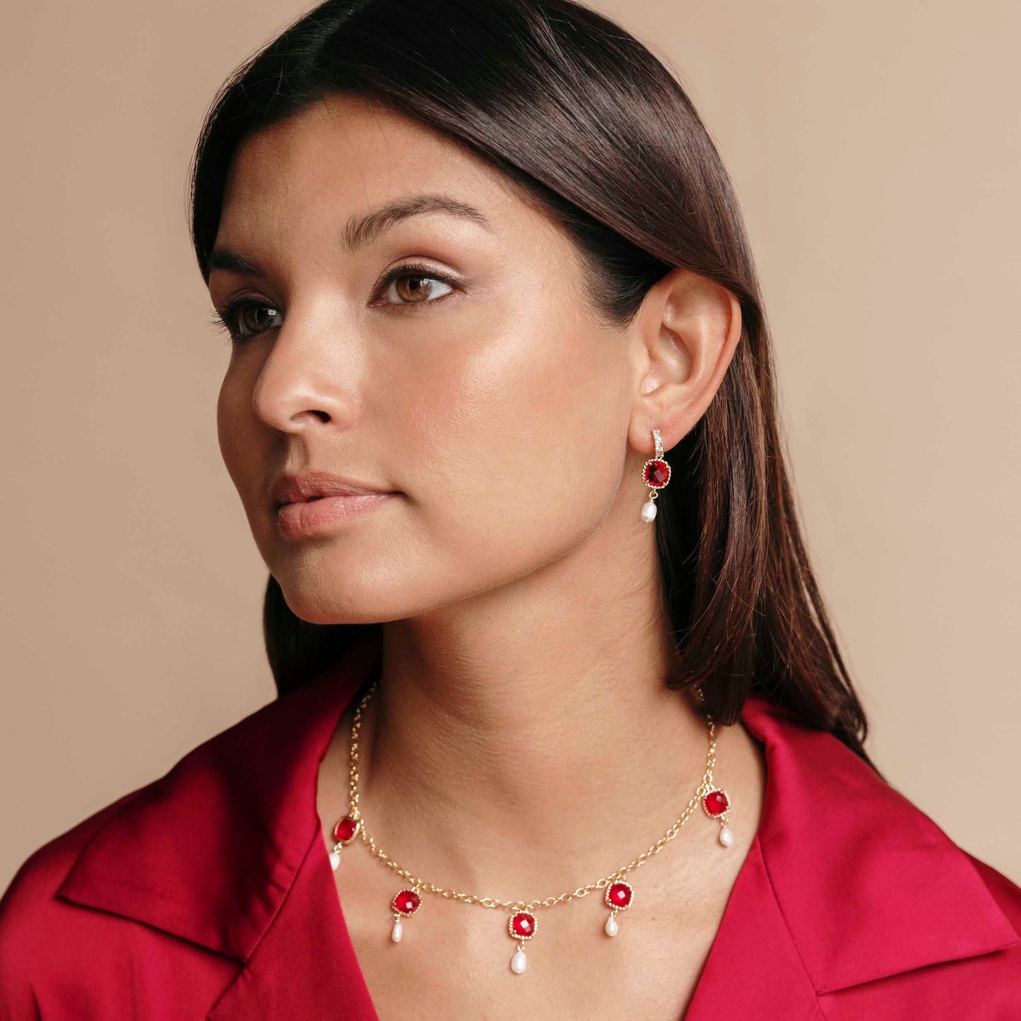 The Alicante Earrings in Ruby Red