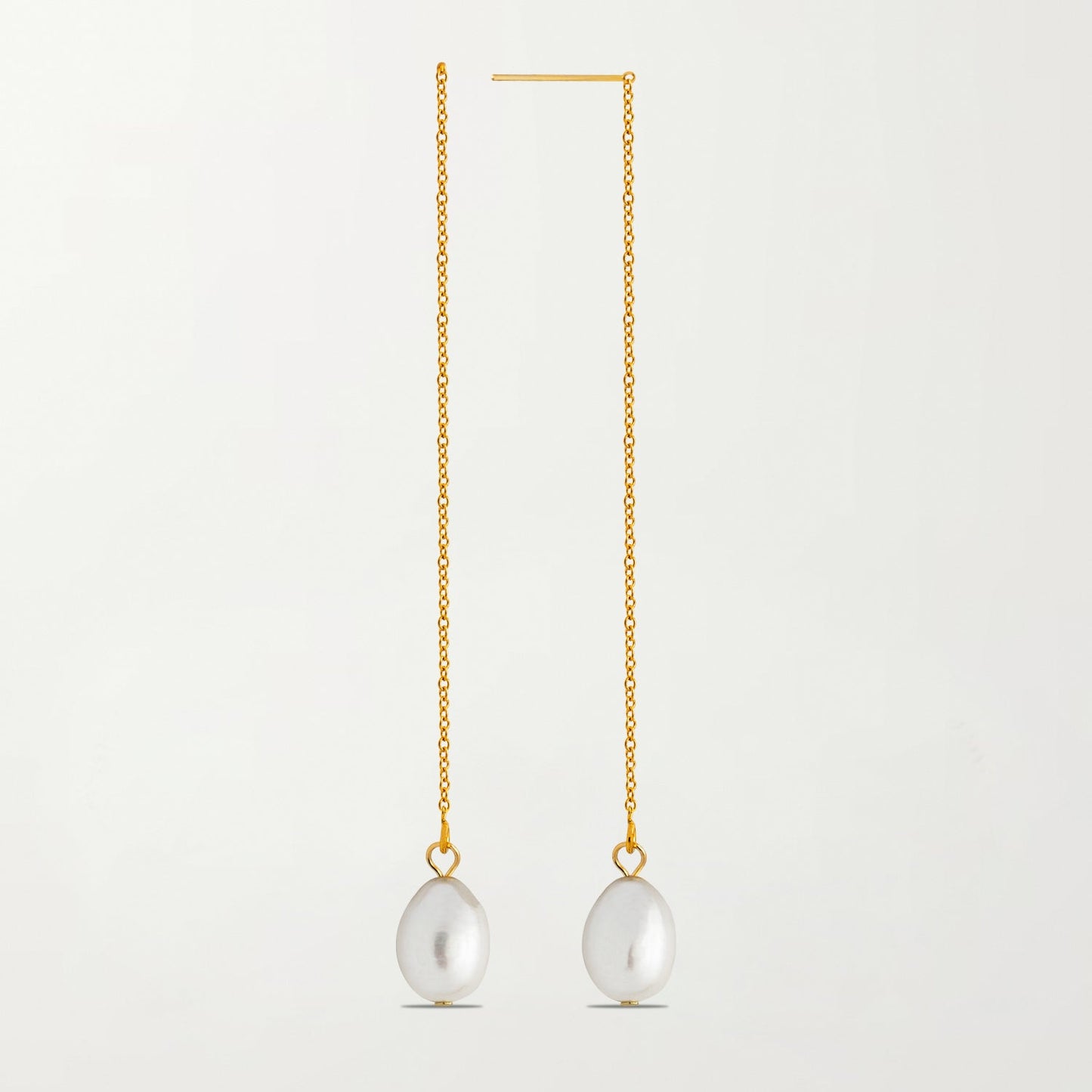 La Perla Threader Earrings in White - Pair