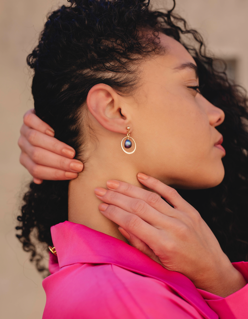 The Girona Earrings in Tahitian Black Pearl